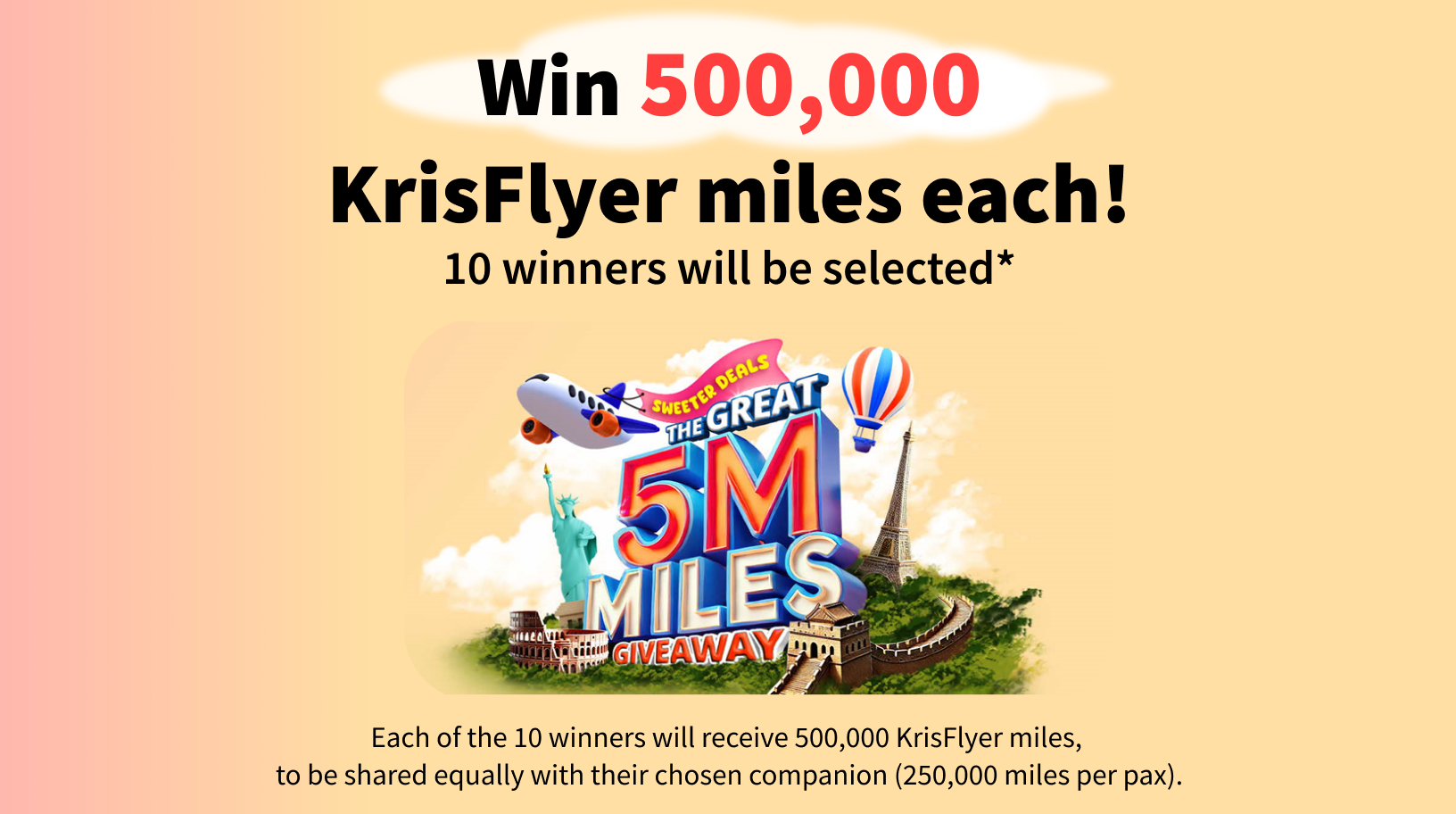 Calling all miles junkies & cashback lovers: Win 500,000 miles* & earn cashback!