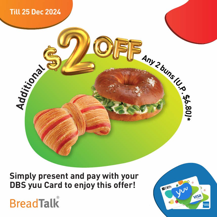 DBS yuu card, S$2 off on top of any 2 festive buns