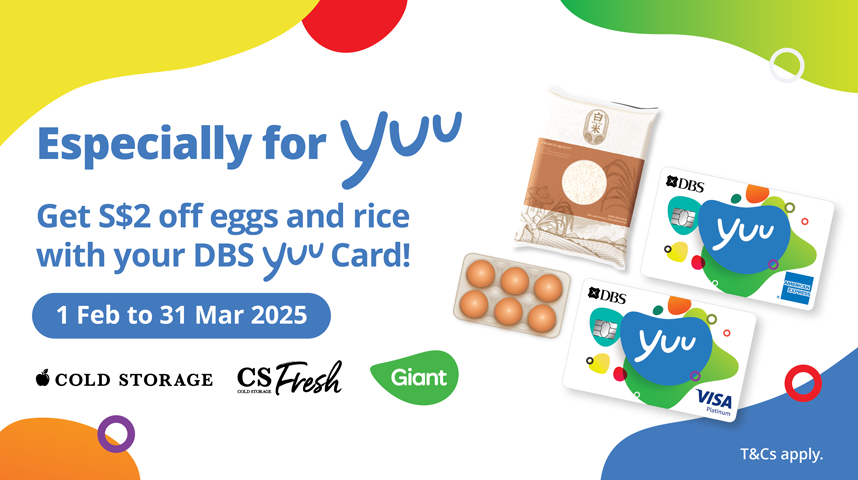 S$2 off eggs and rice at Cold Storage and Giant with your DBS yuu Card