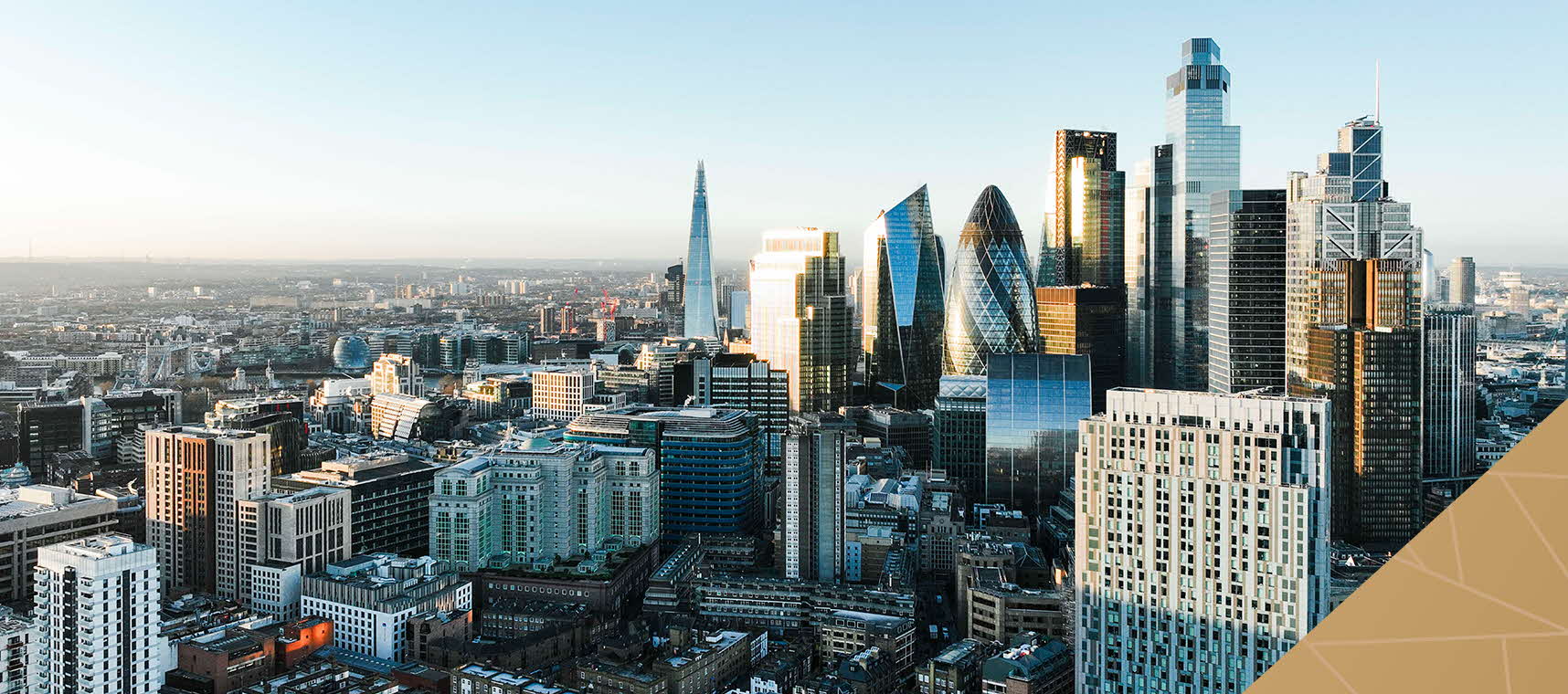 London skyline of The Gherkin and office buildings.