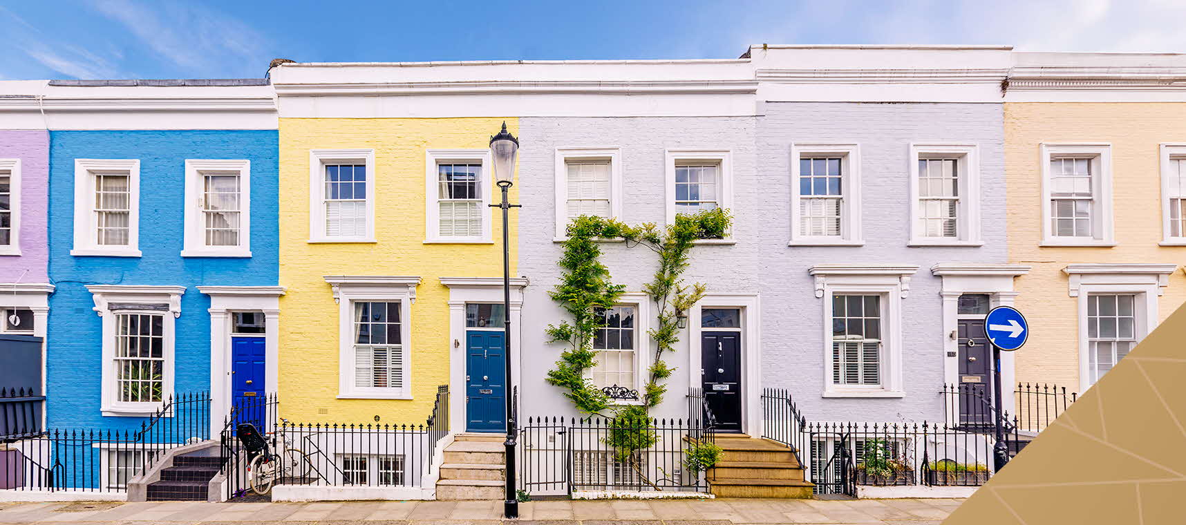 Colourful terraced houses in Chelsea, London.