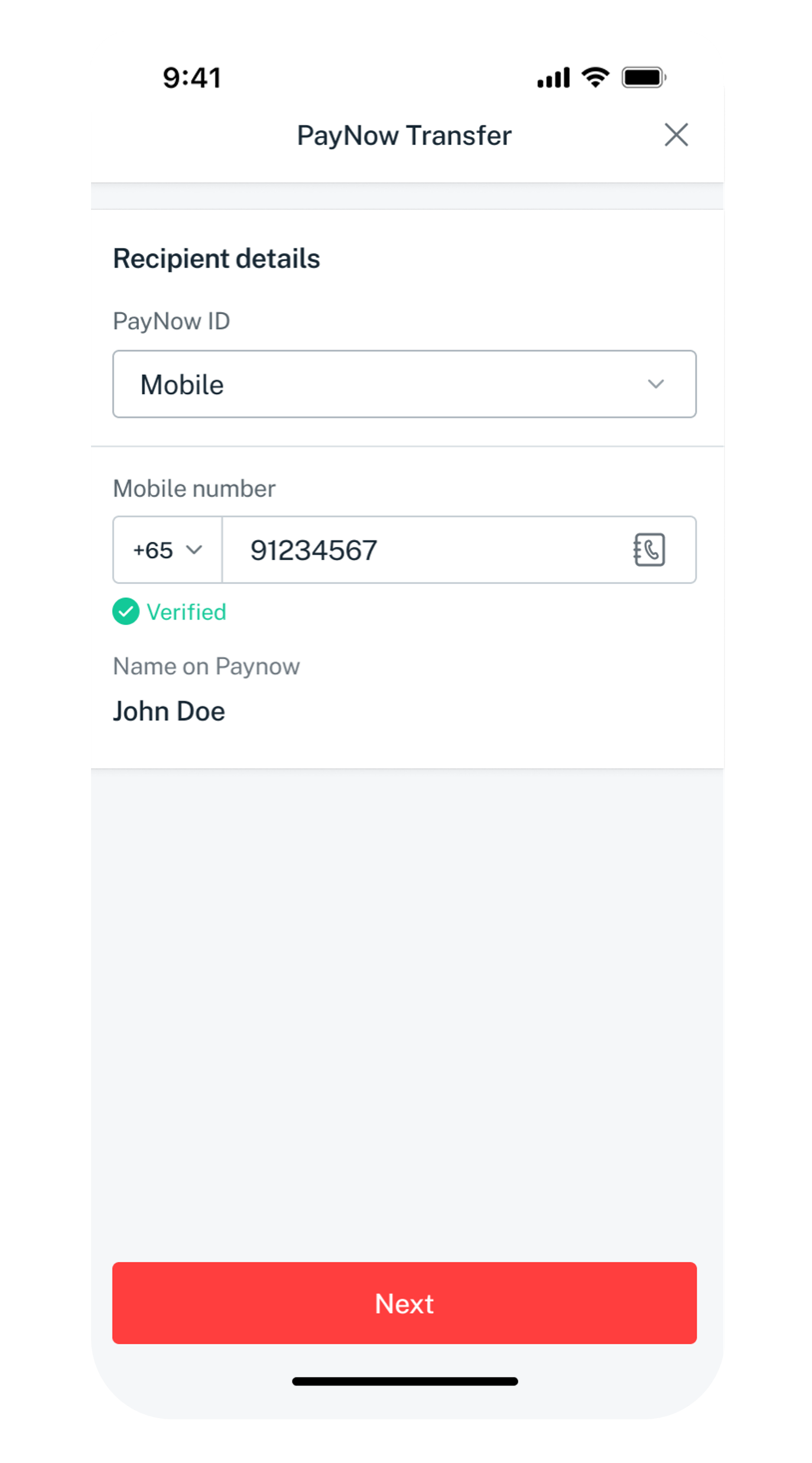 recipient details