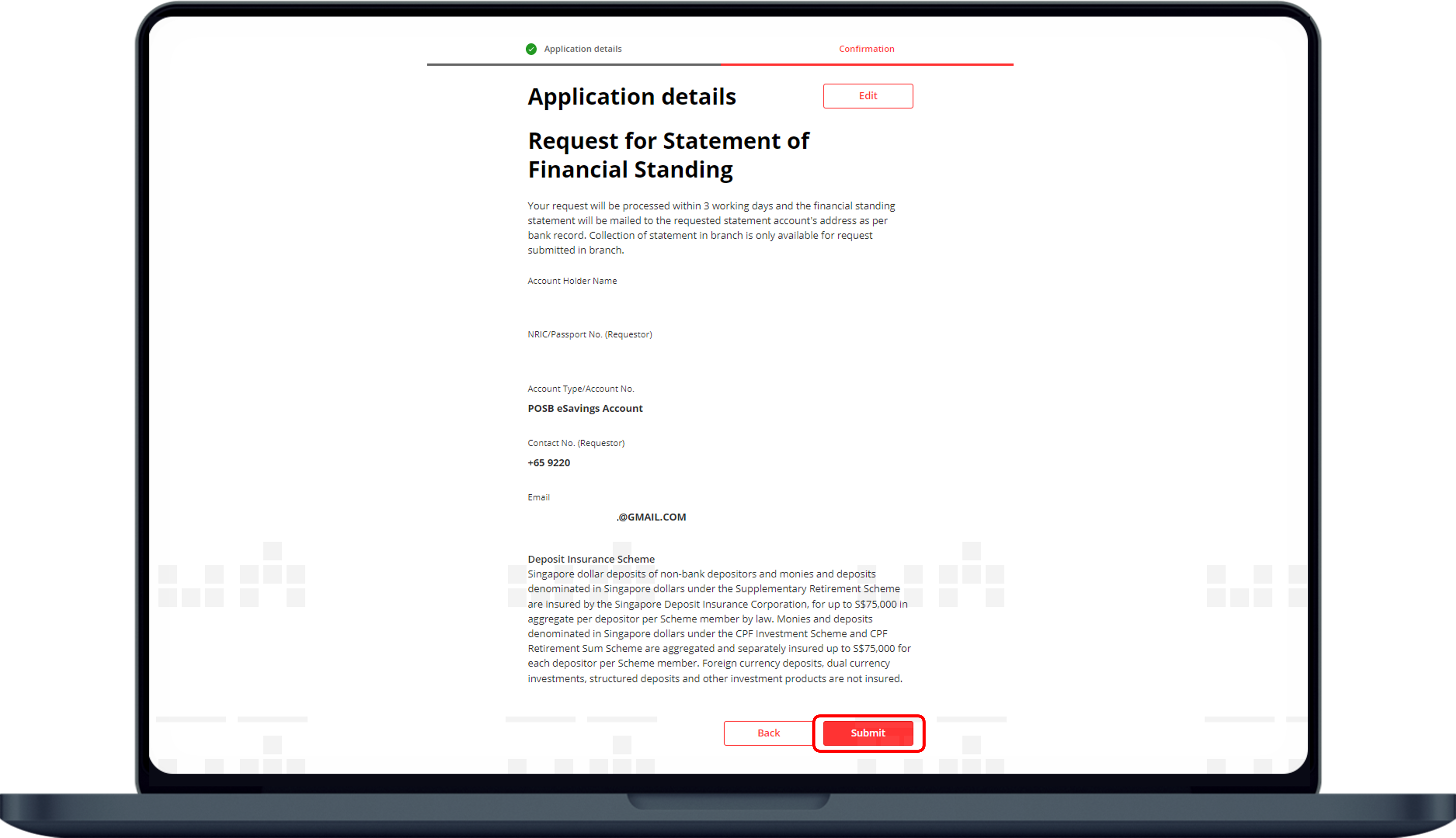 Apply For Financial Standing Statement DBS Singapore