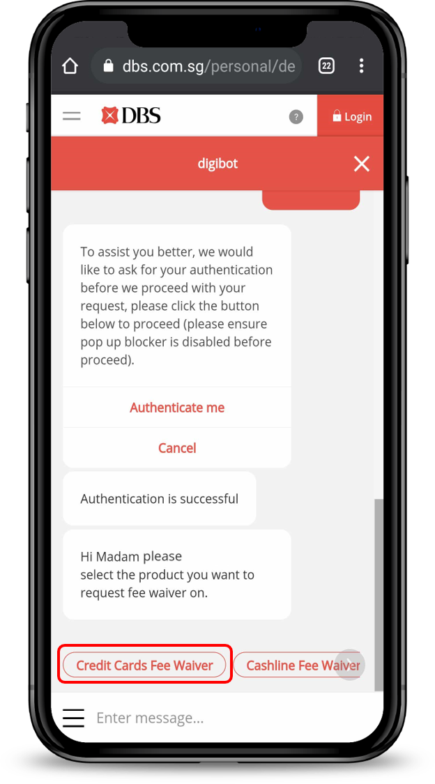 Waive Credit Card Cashline Fees Charges DBS Singapore